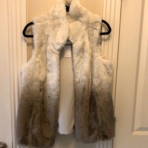 Women's Faux Fur Vest in Cream and Brown